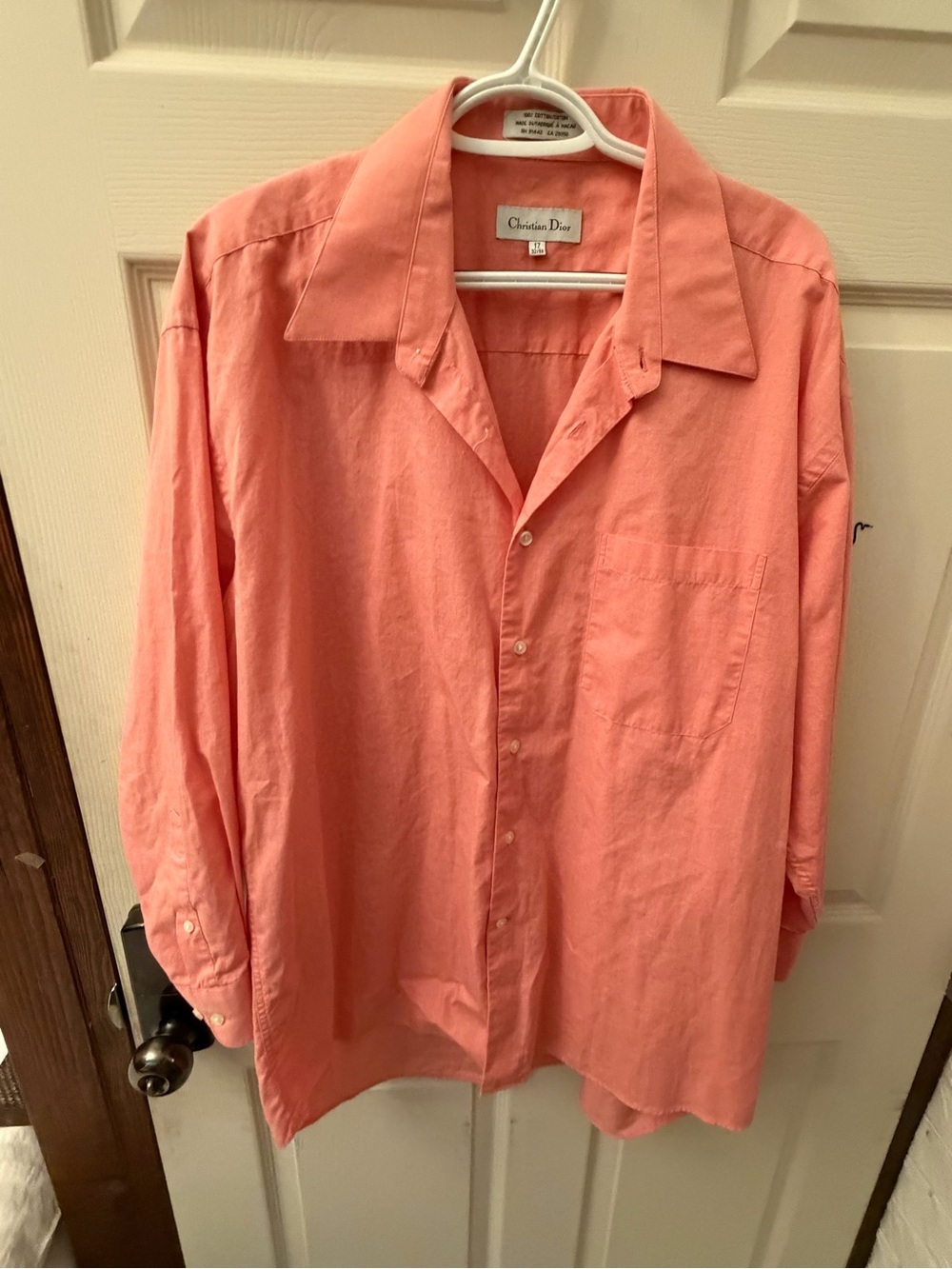 Dior Men’s Coral/Pink Long-Sleeve Button Shirt